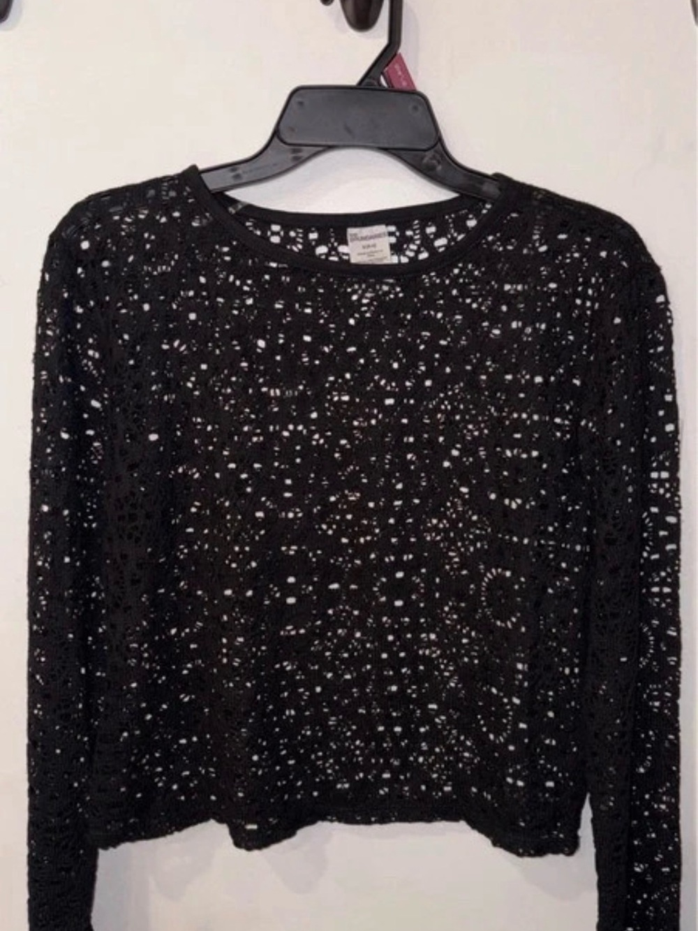 Banana Republic Black Crochet Openwork Long Sleeve Sweater